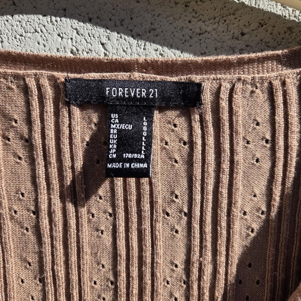 Light Brown Ribbed Cardigan - Picture 3 of 3